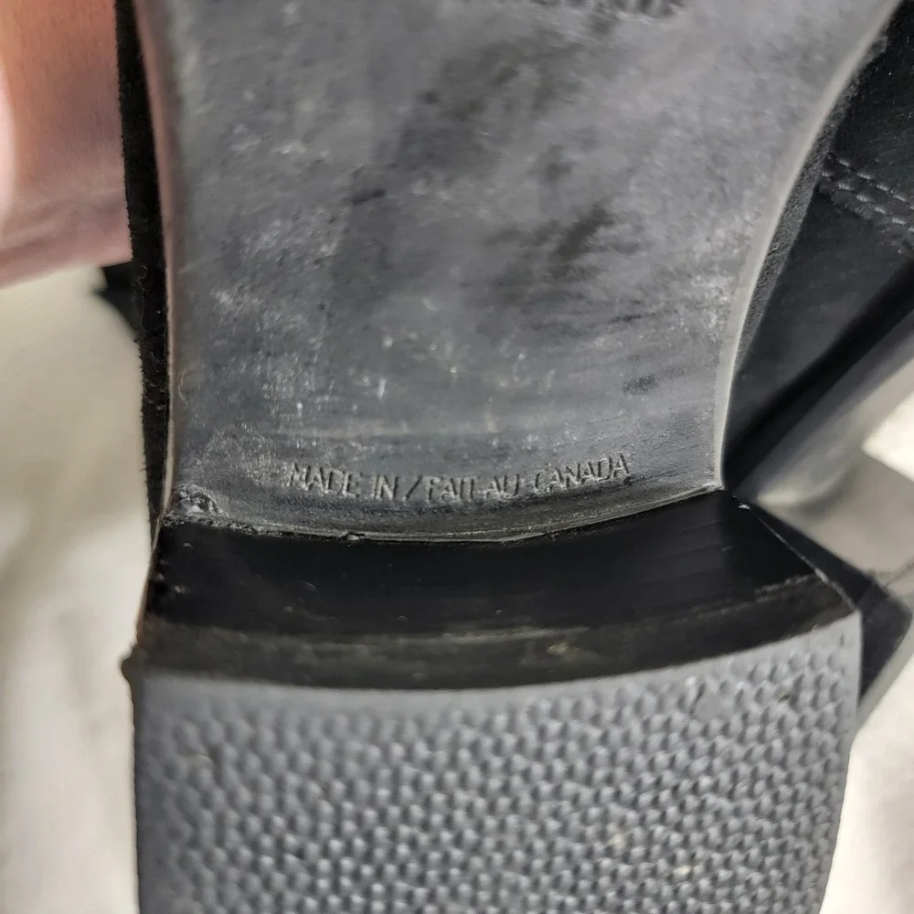 La Canadienne Black Suede Waterproof Ankle Boots Block Heel 32630 7.5 M Canada